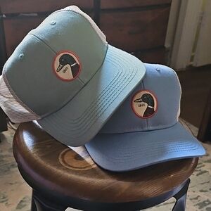 Duck Logo Trucker Hats in Blue and Green